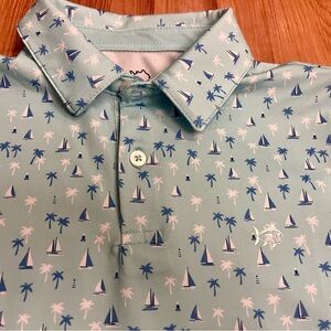 Southern Tide Light Blue Palm Tree Polo - Youth Large (12-14)